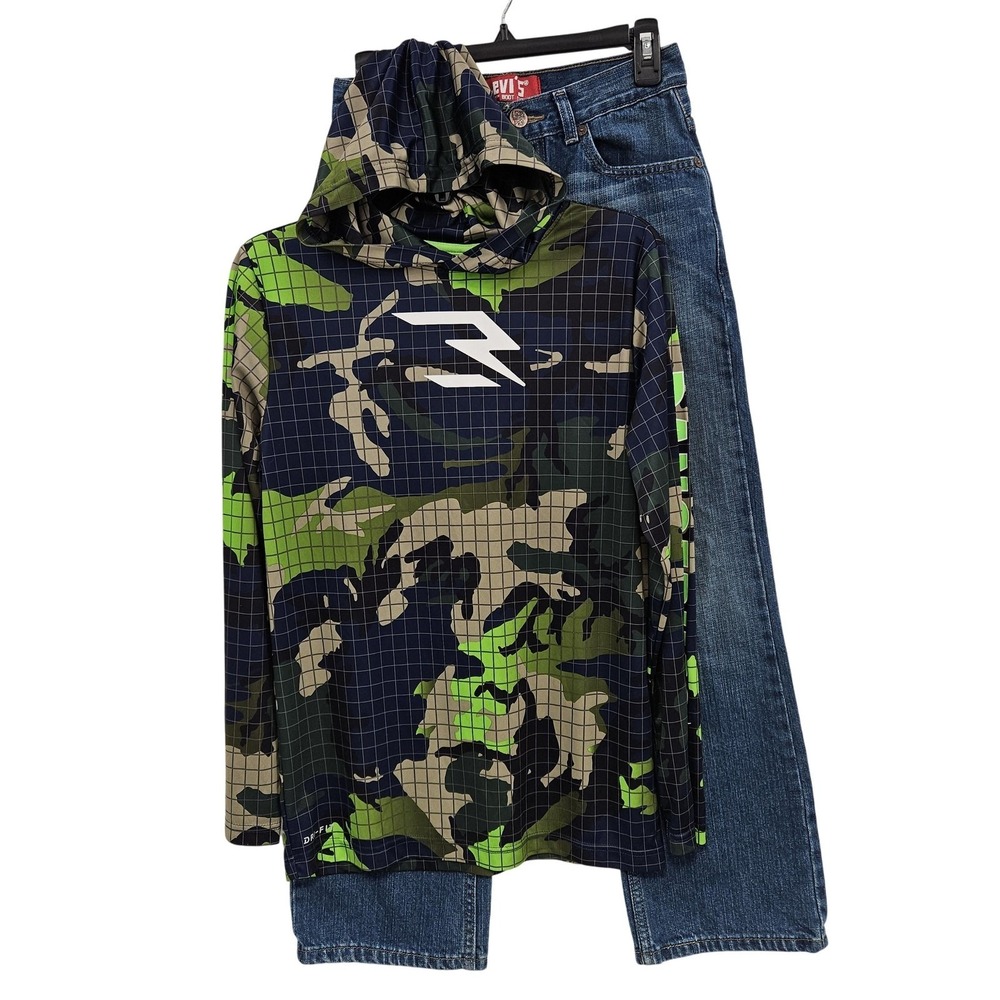 Nike Hoodie Levis 527 Jeans Boys XL 16 14 Reg Green Camo Shirt 27x27 Outfit Set